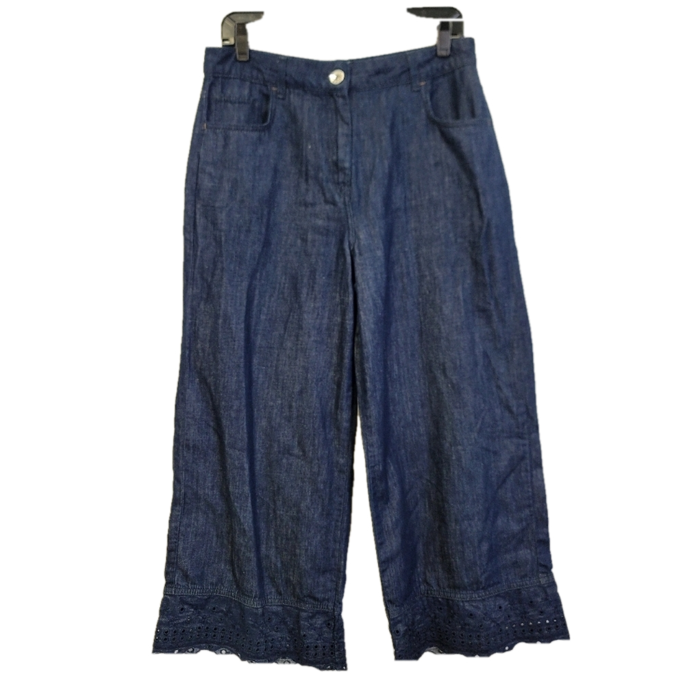 Marella Soft denim 3/4 Pants embroidered edges